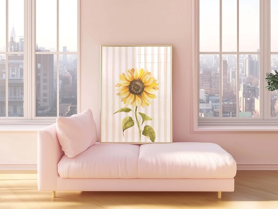 Sunflower Print Neutral Fall Wall Art Rustic Floral Autumn Poster Cute Seasonal Decor Thanksgiving Kitchen