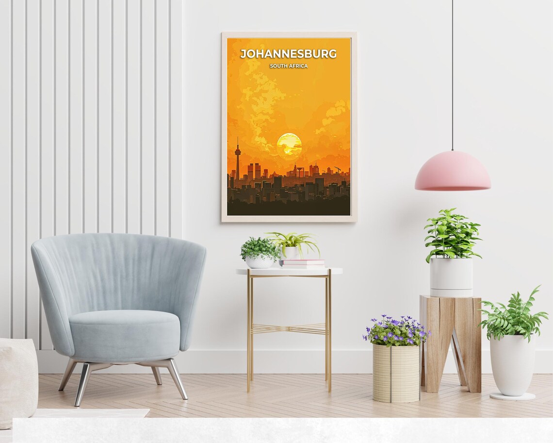Johannesburg Golden Skyline Sunset South Africa Travel Poster - Image 2