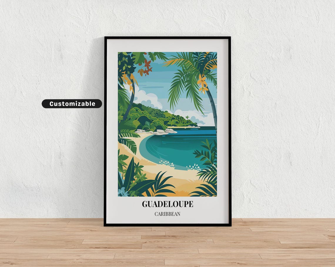 Guadeloupe Caribbean Travel Poster Custom Wall Art