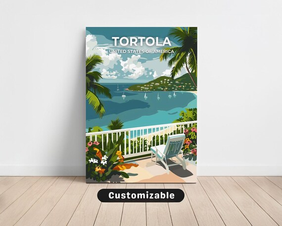 Tortola Tropical Bay Sailboats Terrace Balcony Travel Poster