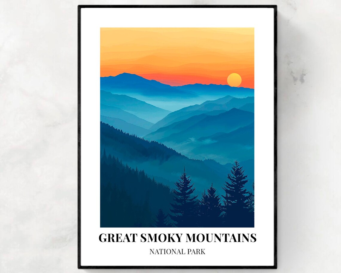 Great Smoky Mountains Layered Blue Ridges Sunrise Dawn Poster