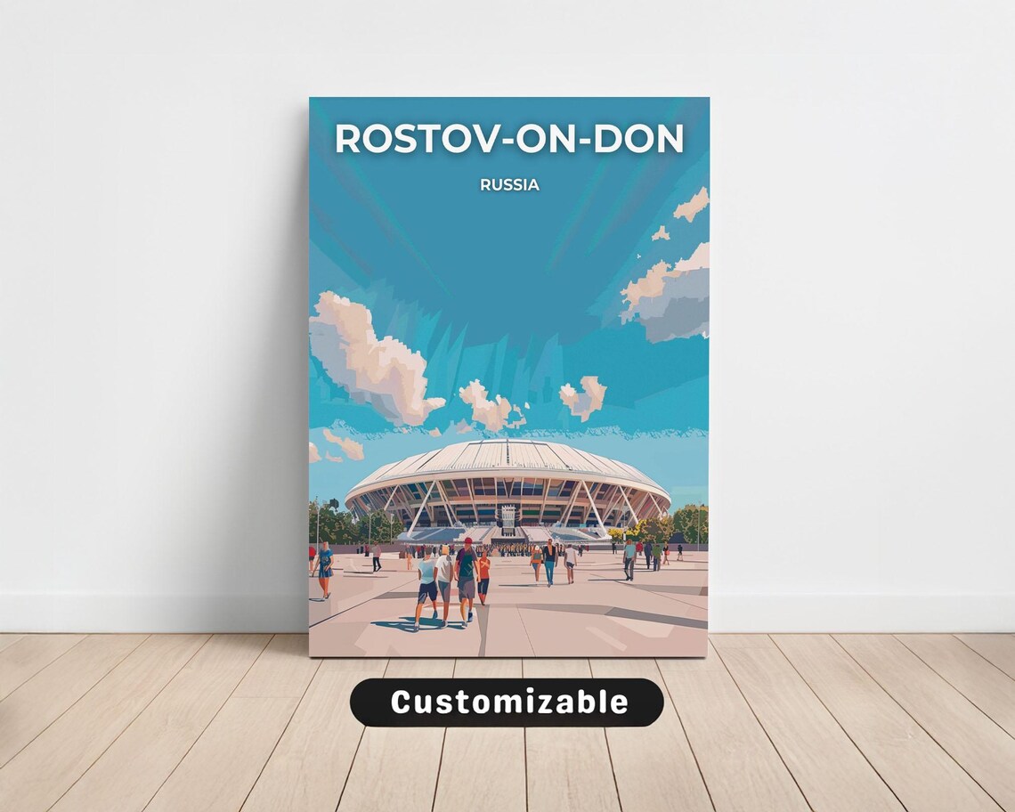 Rostov On Don Russia Arena Skyline Vintage Travel Art Poster