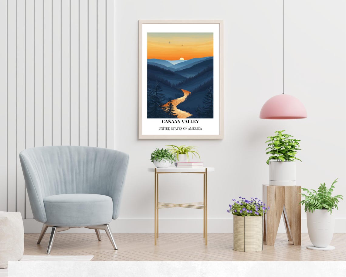 Canaan Valley West Virginia Sunset Mountain River Travel Poster - Image 2