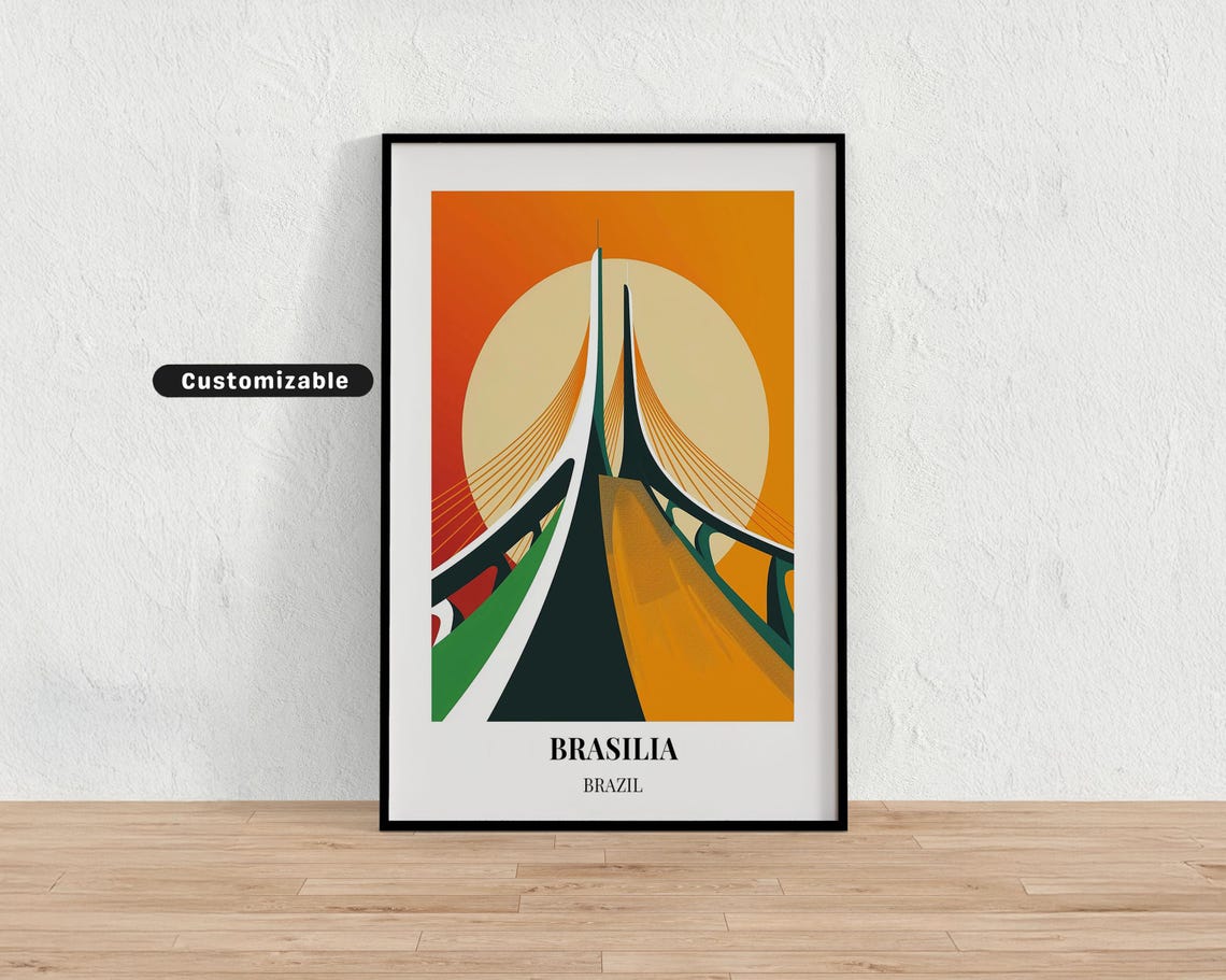 Braslia Brazil Travel Poster Custom Wall Art