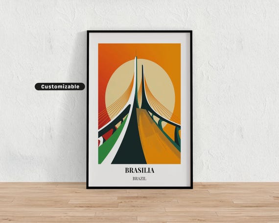 Braslia Brazil Travel Poster Custom Wall Art