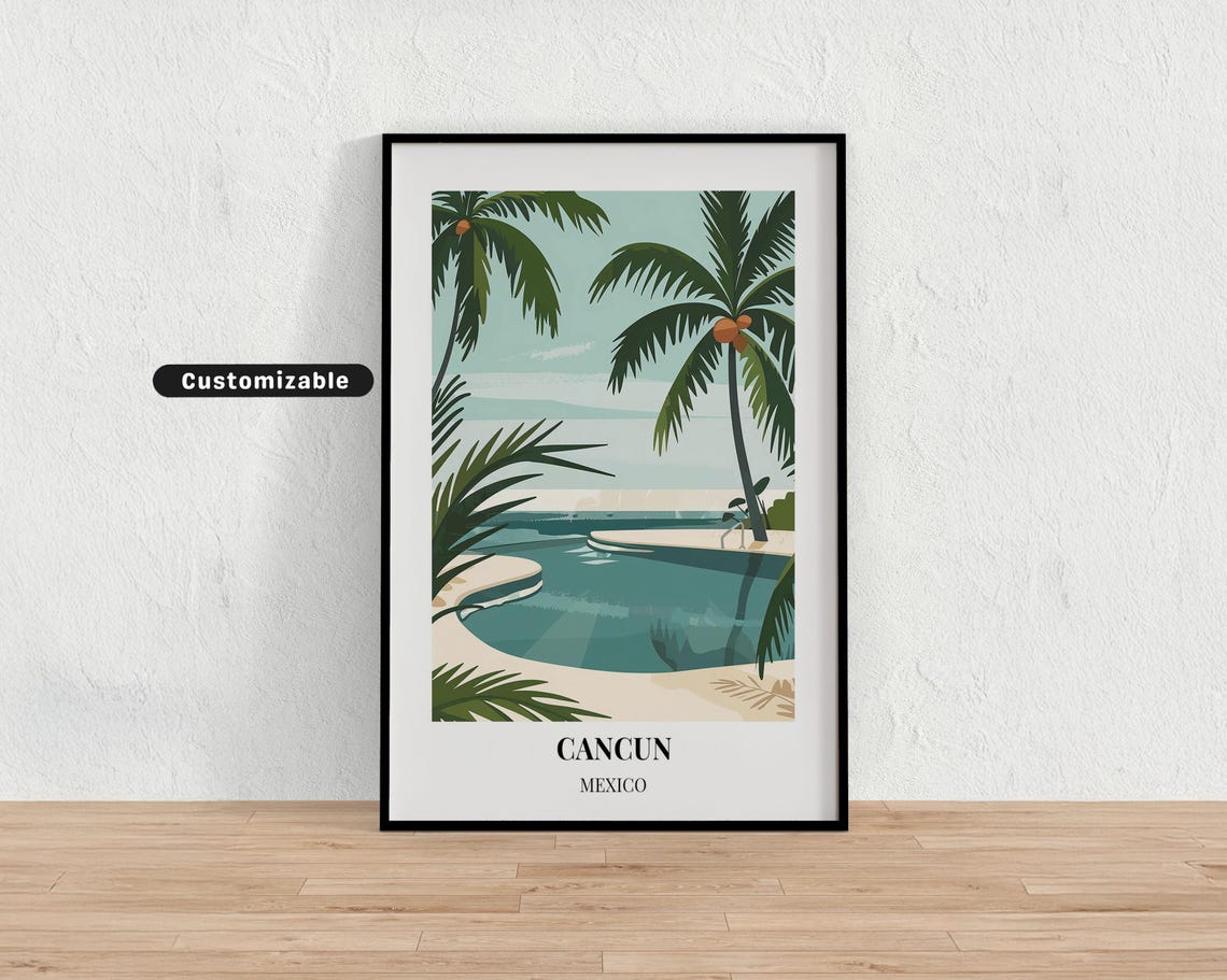Cancun Mexico Travel Poster Custom Wall Art