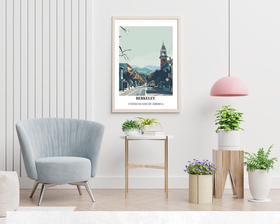 Berkeley Street Cable Car Clock Tower Travel Illustration Poster - Image 2