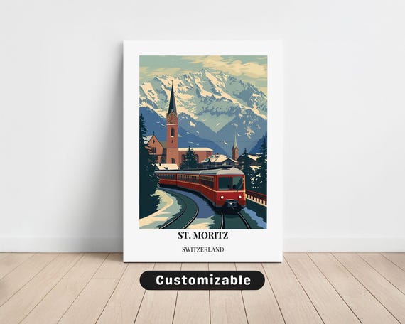 St Moritz Switzerland Travel Canvas Poster Custom Wall Art