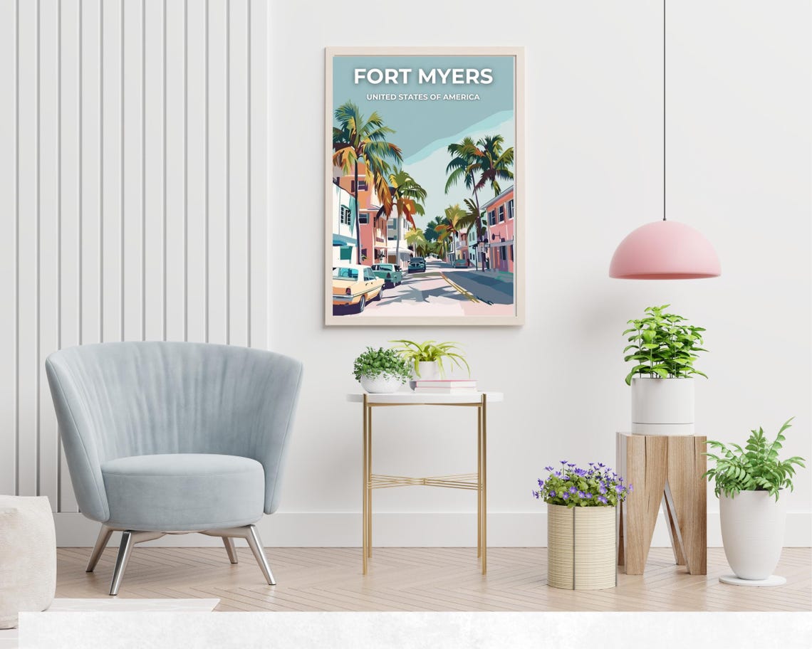 Fort Myers Travel Print Wall Art Fort Myers Florida City Print Fort Myers Travel Gift Fort Myers City Poster - Image 2