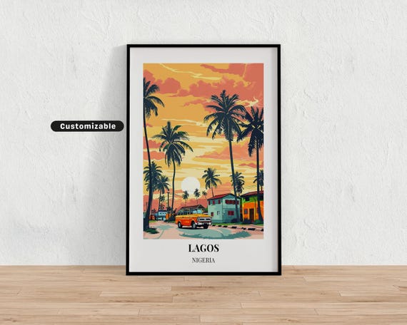 Lagos Nigeria Travel Poster Custom Wall Art