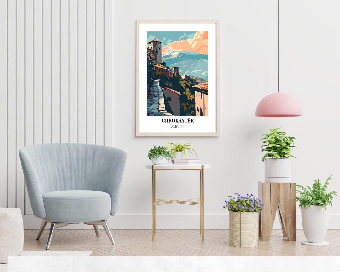 Gjirokaster Old Town Stone Path and Castle Towers Albania Poster - Image 2
