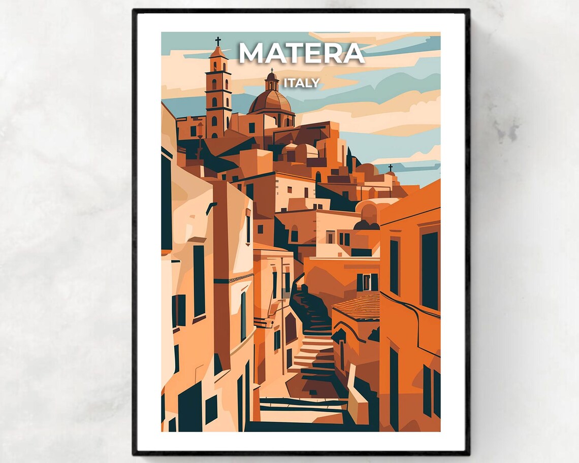 Matera Travel Print Wall Art Matera Italy City Print Matera Travel Gift Matera City Poster Travel Gift Wedding Gift