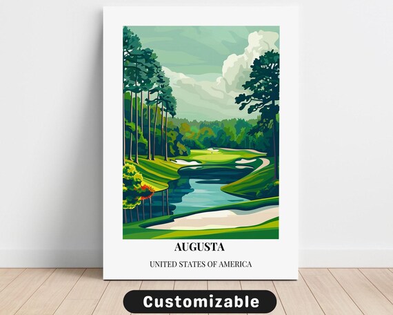 Augusta Georgia Golf Course Fairway Pond Classic Travel Poster