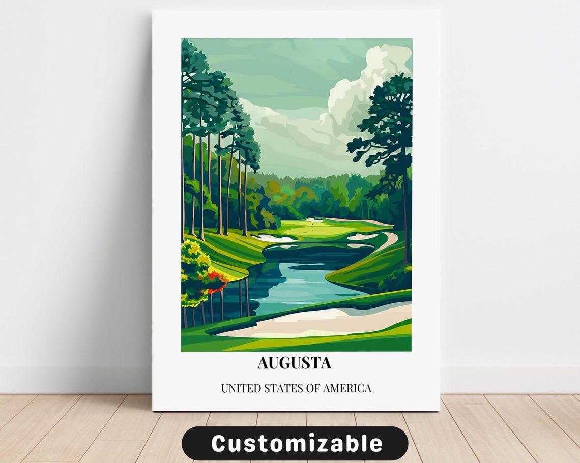 Augusta Georgia Golf Course Fairway Pond Classic Travel Poster