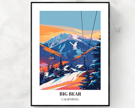 Big Bear Travel Print Big Bear Ski Poster California Ski Poster Big Bear Ski Resort Print