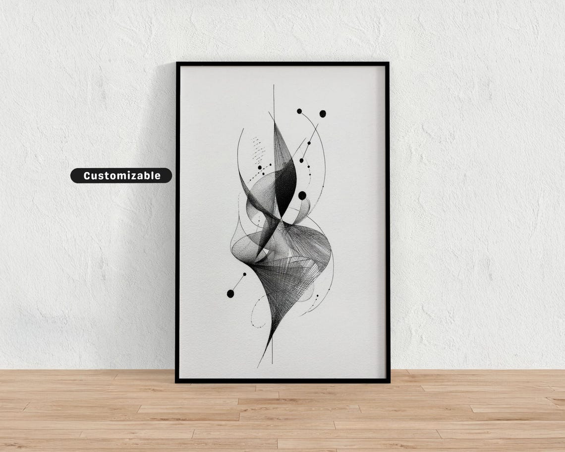 Abstract Black And White Line Art Minimalist Geometric Poster