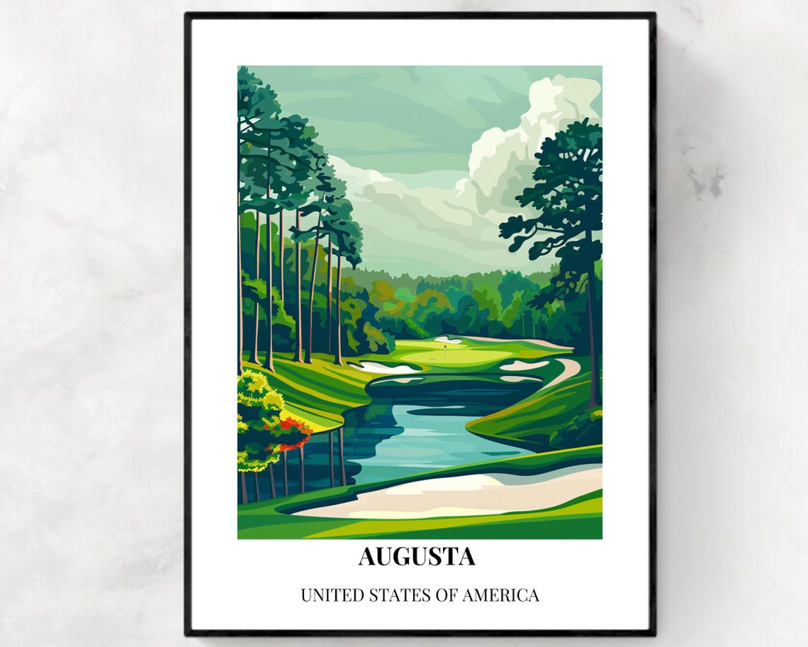 Augusta Golf Course Water Hazard Pines Poster Bottom Caption