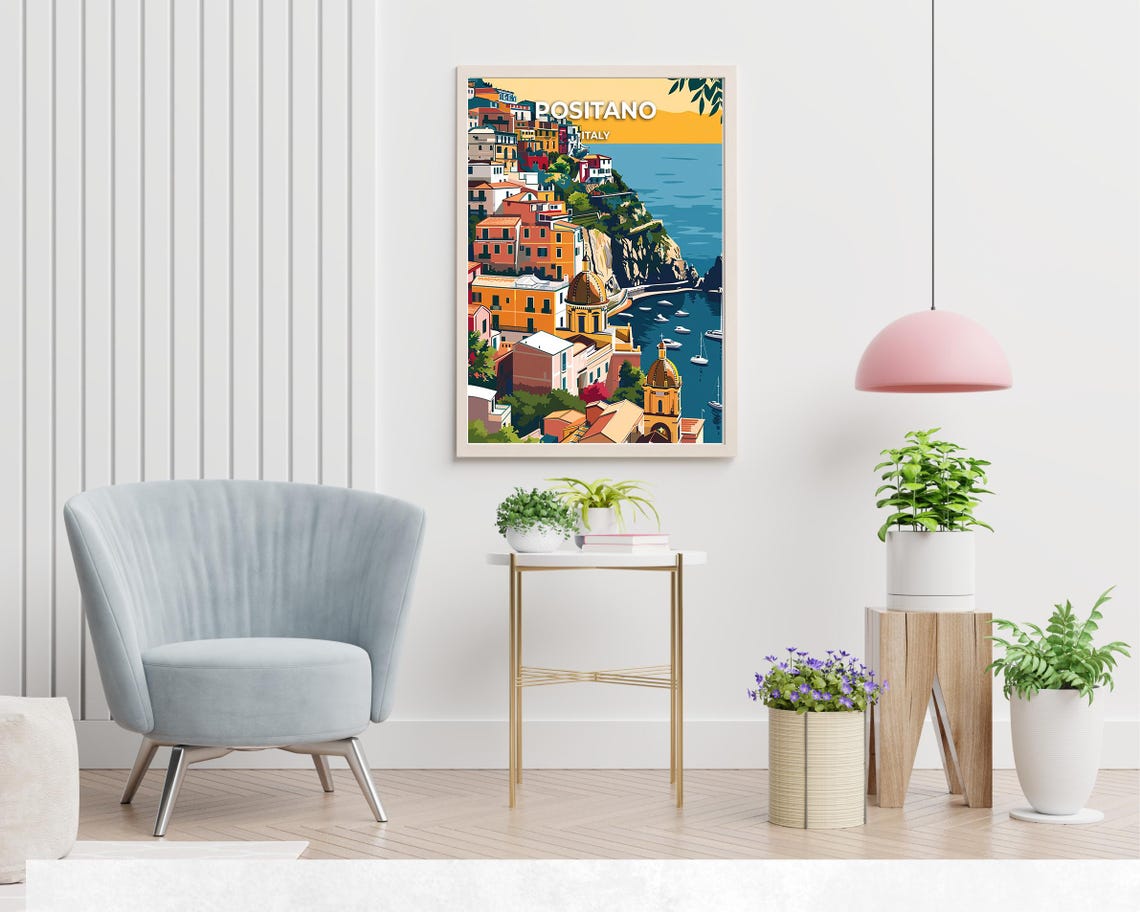 Positano Italy Colorful Cliffside Village Coast Retro Travel Poster - Image 2