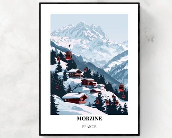 Morzine Travel Print Morzine Ski Poster France Ski Poster Morzine Ski Resort Print