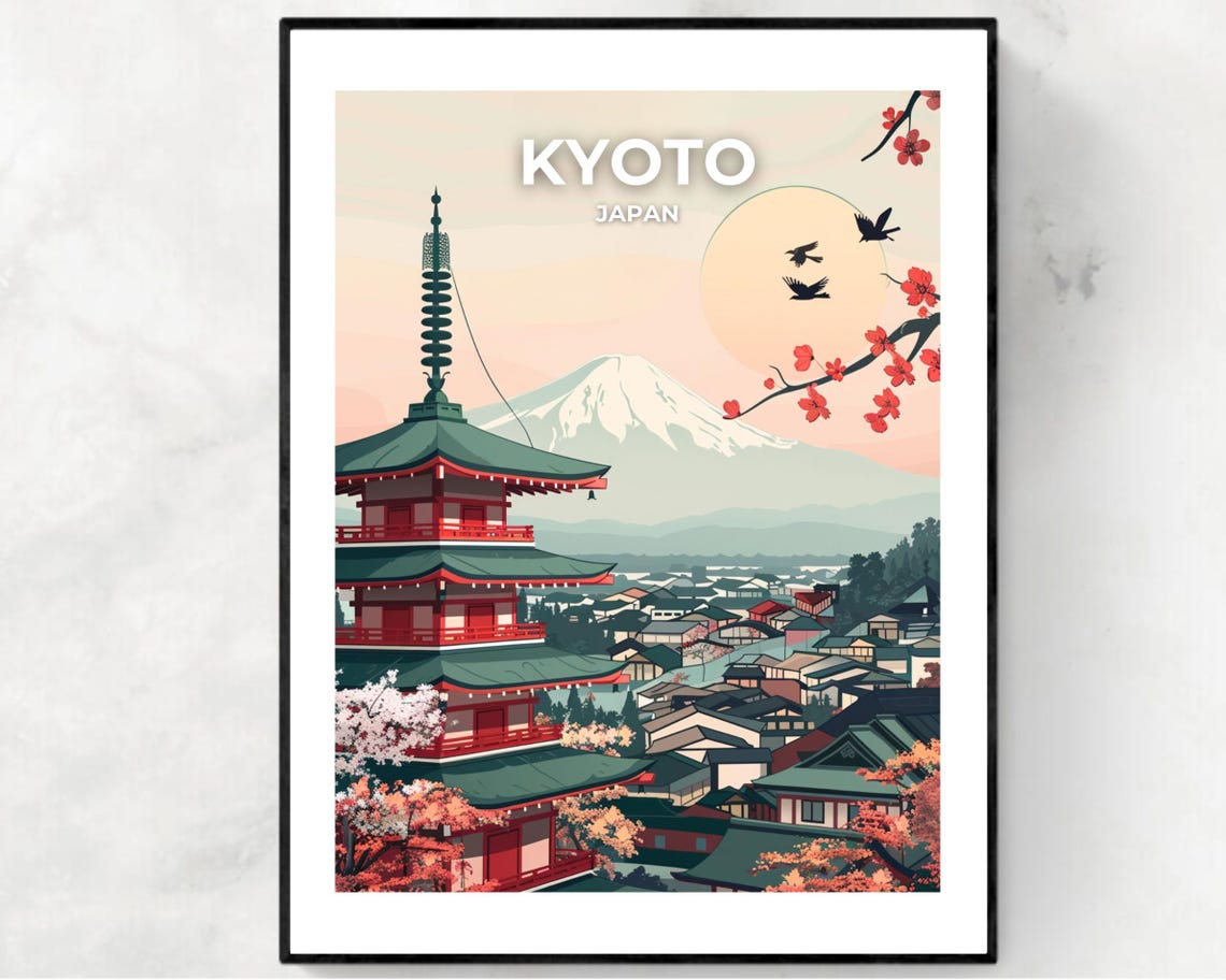 Kinkaku Ji Golden Pavilion Travel Print Wall Art Kyoto Japan City Print Kinkaku Ji Golden Pavilion Travel Gift