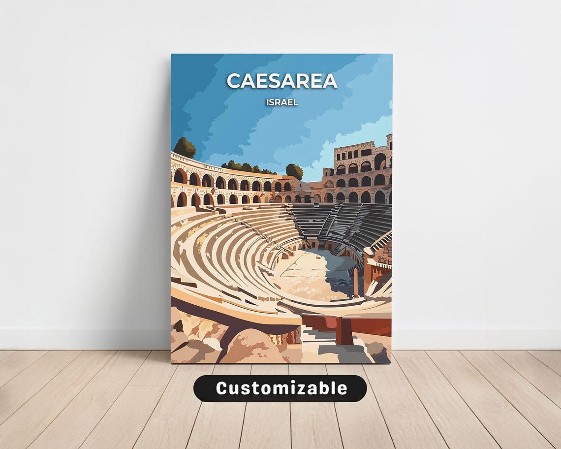 Caesarea Israel Roman Amphitheater Ancient Stone Theatre Travel Poster