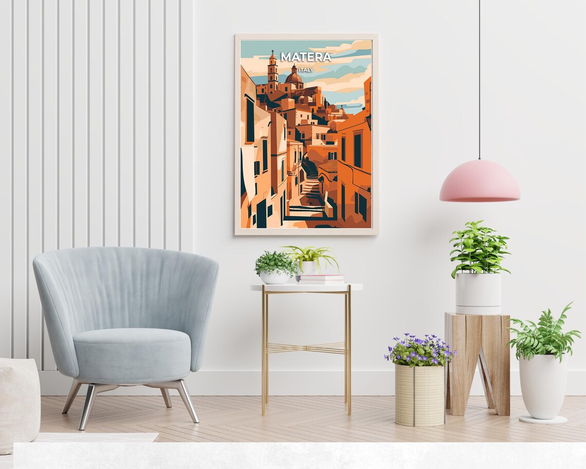 Matera Travel Print Wall Art Matera Italy City Print Matera Travel Gift Matera City Poster Travel Gift Wedding Gift - Image 2