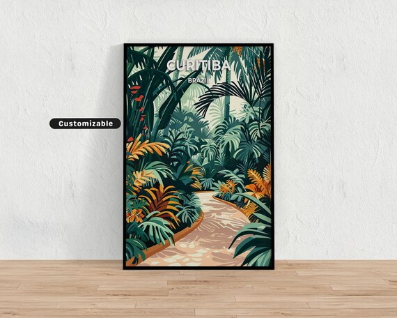 Curitiba Brazil Botanical Garden Jungle Path Custom Travel Poster