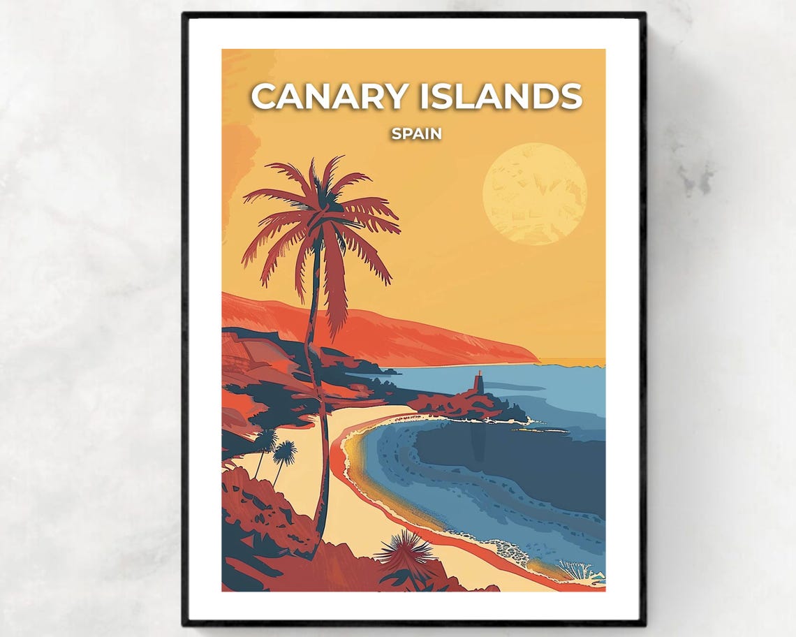 Canary Islands Travel Print Wall Art Canary Islands Spain City Print Canary Islands Travel Gift Canary Islands City Poster Travel Gift