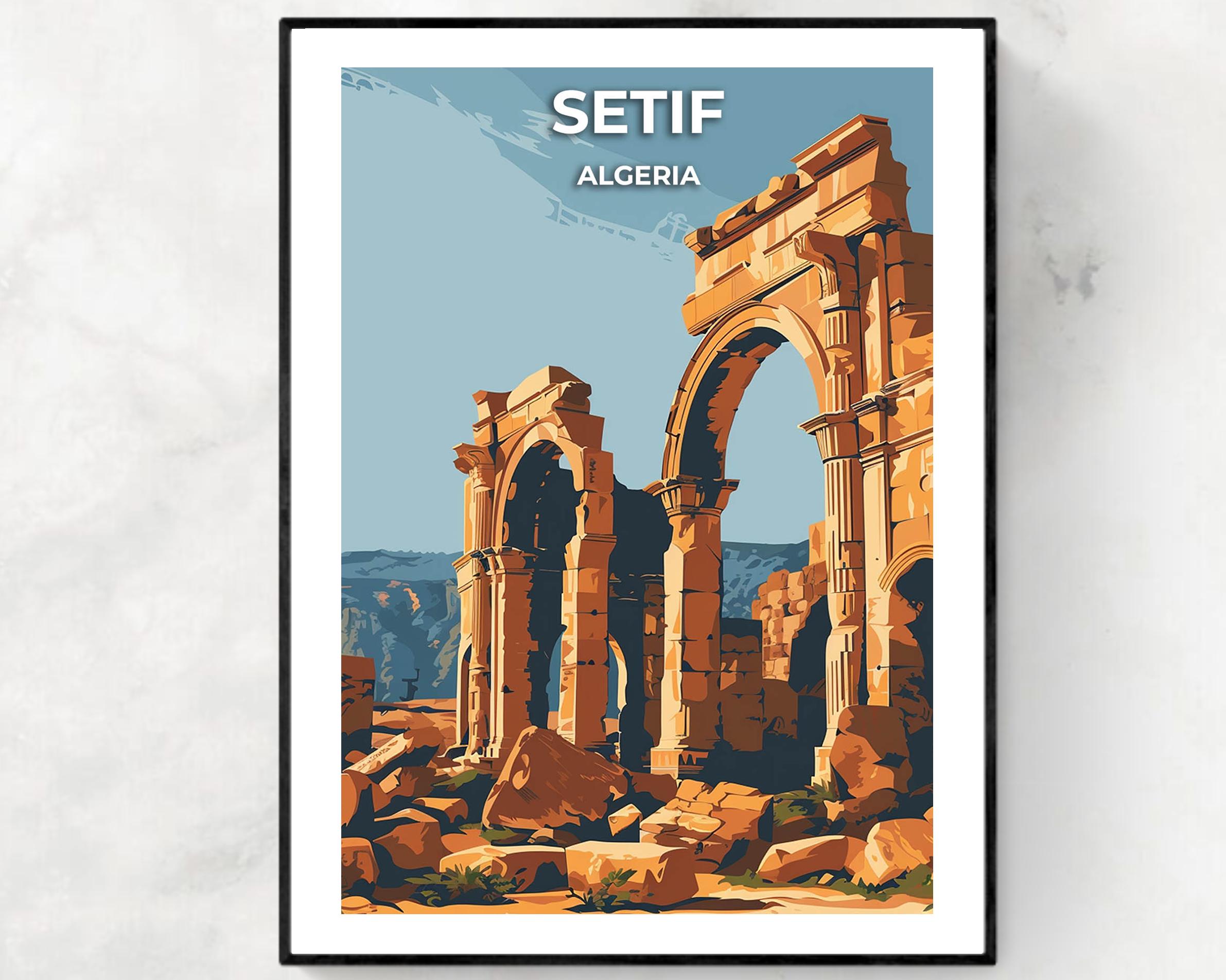 Setif Algeria Djemila Roman Ruins Golden Arches Travel Poster