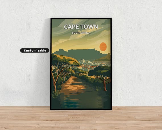 Cape Town South Africa Travel Poster Custom Wall Art