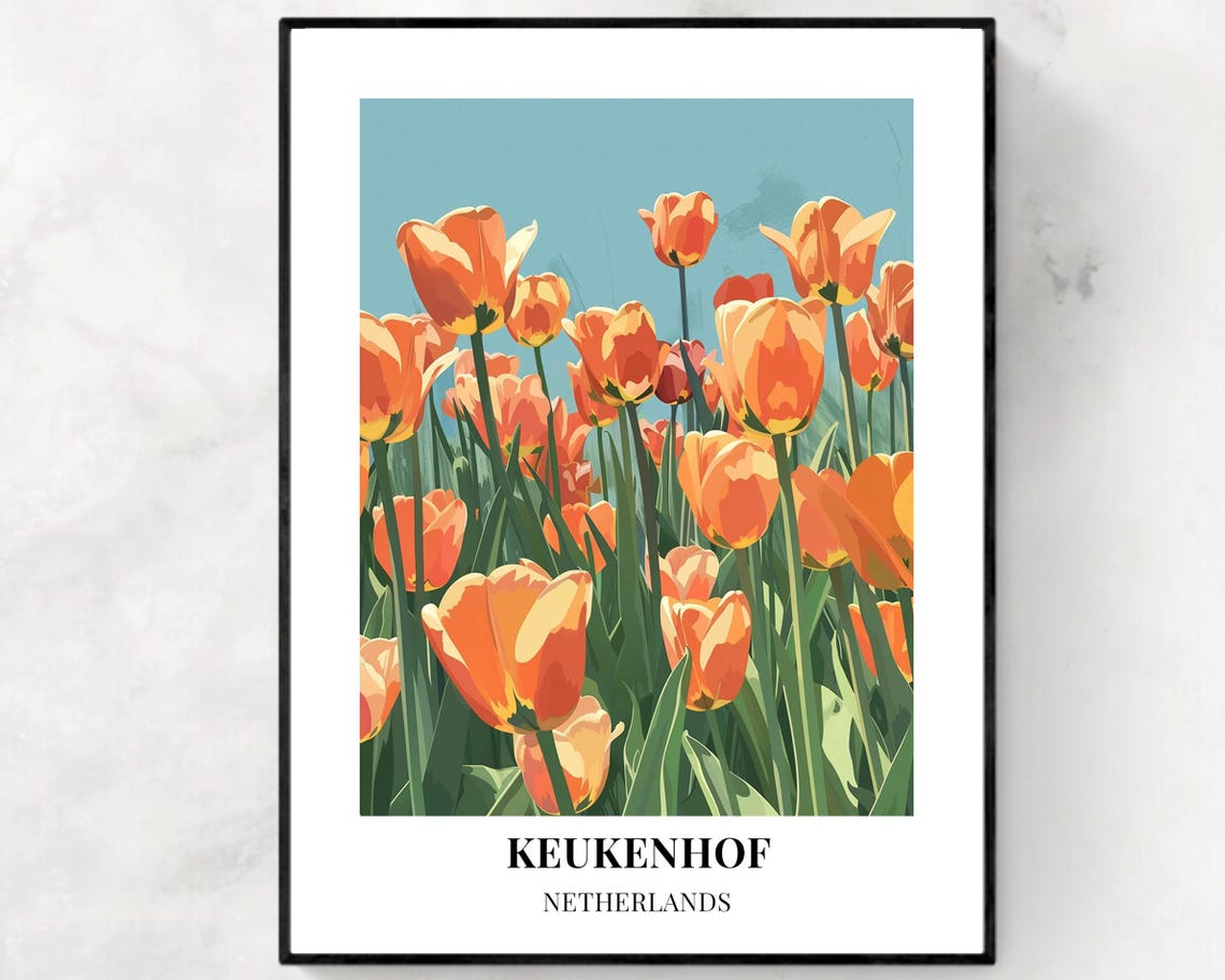 Tulip Gardens Travel Print Wall Art Keukenhof Netherlands City Print Tulip Gardens Travel Gift Tulip Gardens Poster