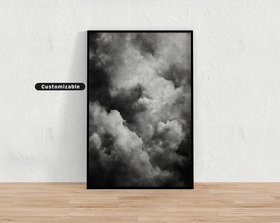 Black White Storm Clouds Moody Fine Art Photography Style Poster