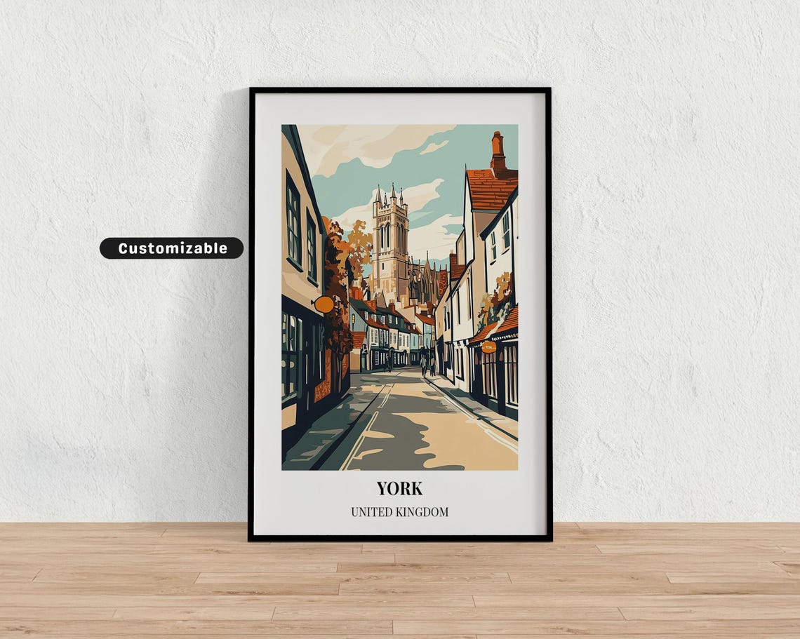 York United Kingdom Cathedral Street Golden Light Travel Poster