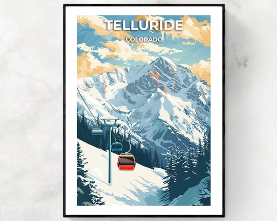 Telluride Travel Print Telluride Ski Poster Colorado Ski Poster Telluride Ski Resort Print