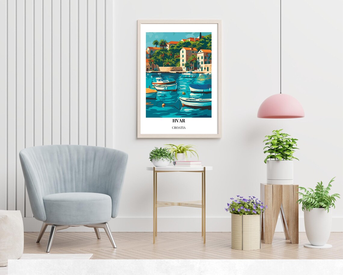 Hvar Town Travel Print Wall Art Hvar Croatia City Print Hvar Town Travel Gift Hvar Town Poster Travel Gift Wall Art - Image 2