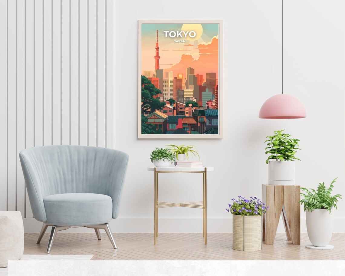Tokyo Japan Skytree Skyline at Sunset City Travel Art Poster - Image 2