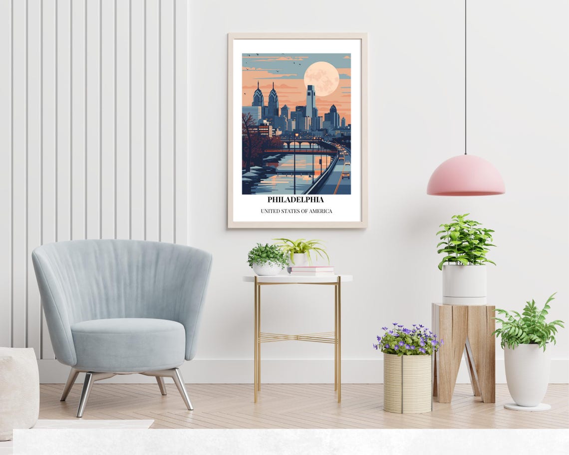 Philadelphia City Print Philadelphia Travel Poster Pennsylvania Travel Gift Philadelphia Pennsylvania Poster - Image 2