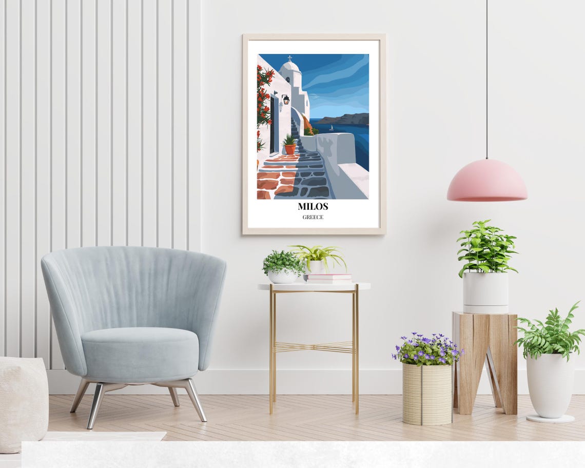 Milos Greece Whitewashed Alley Seaside Vintage Travel Poster - Image 2
