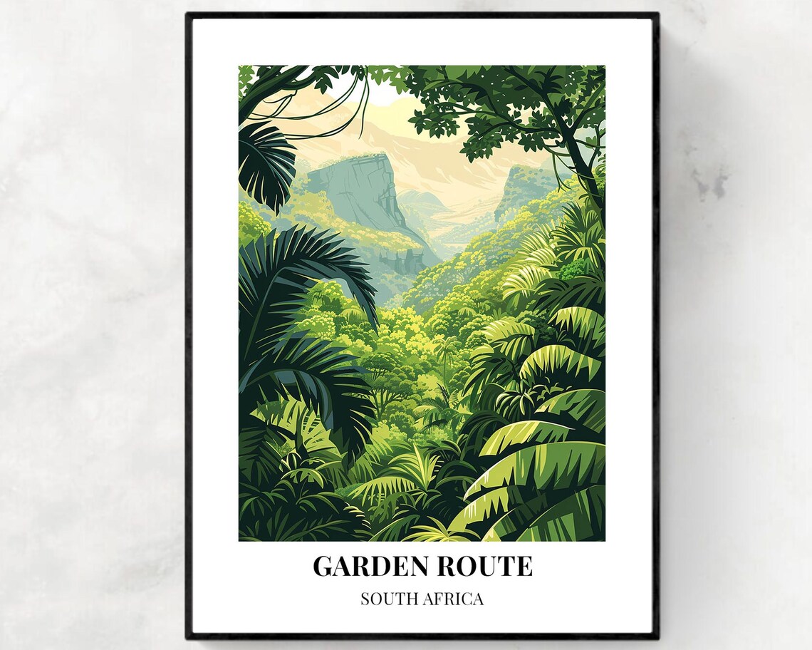 Garden Route South Africa Rainforest Gorge Verdant Mist Travel Poster