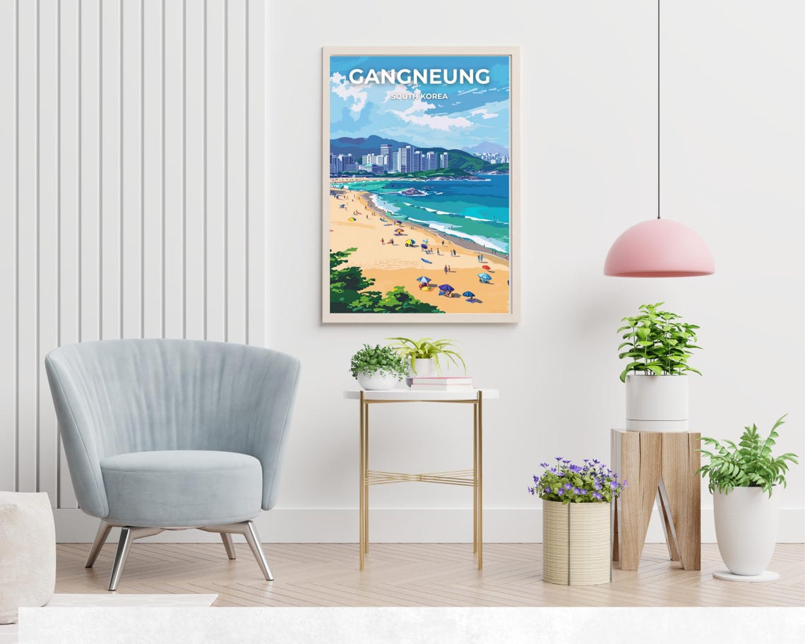 Gangneung South Korea Beach Cityscape Waves Shore View Poster - Image 2