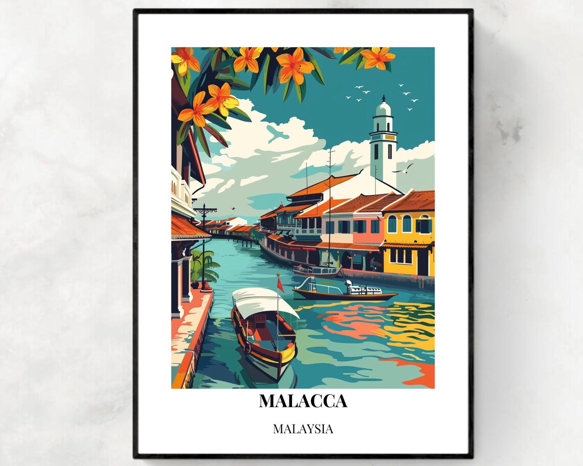 Malacca City Unesco World Heritage Site Travel Print Wall Art Malacca Malaysia City Print Malacca City Unesco World Heritage Site Poster