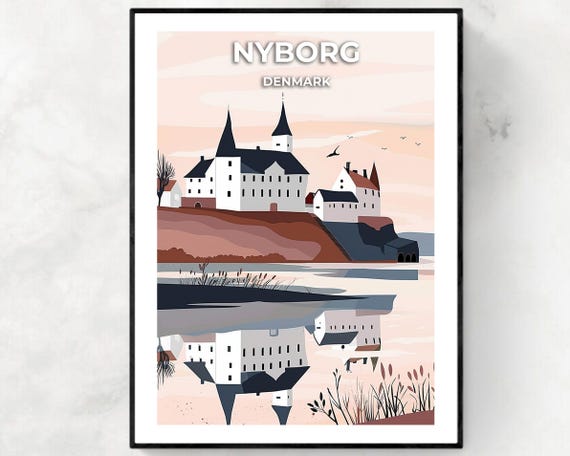 Nyborg Castle Travel Poster, Nyborg Denmark City Print