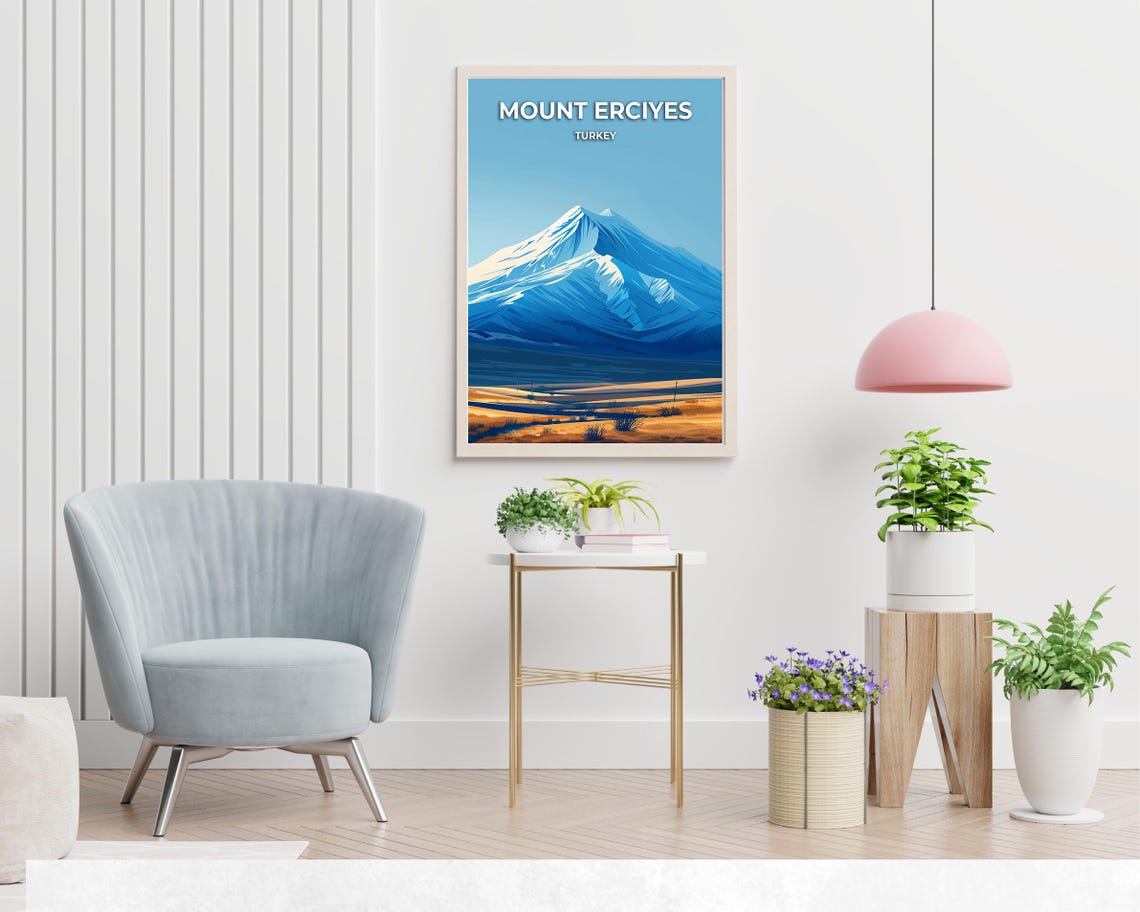 Mount Erciyes Turkey Snowcapped Peak Above Golden Plains Poster - Image 2