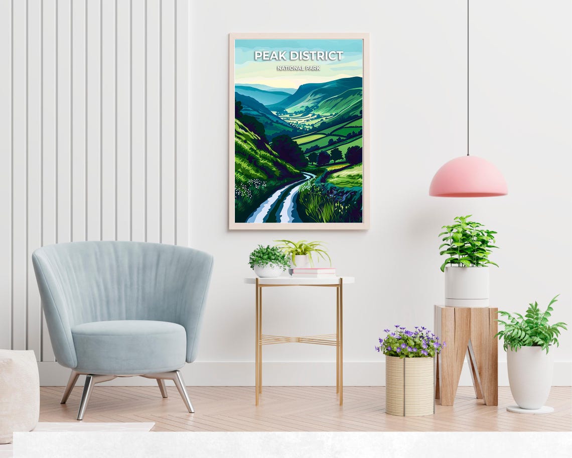 Peak District National Park Green Valley Winding Road Poster - Image 2
