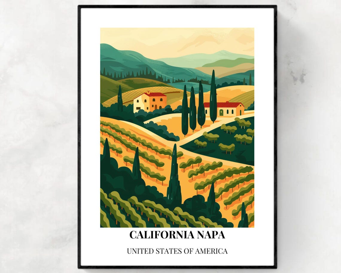 Napa Travel Print Wall Art Napa California City Print Napa Travel Gift Napa City Poster Travel Gift Napa Home Decor