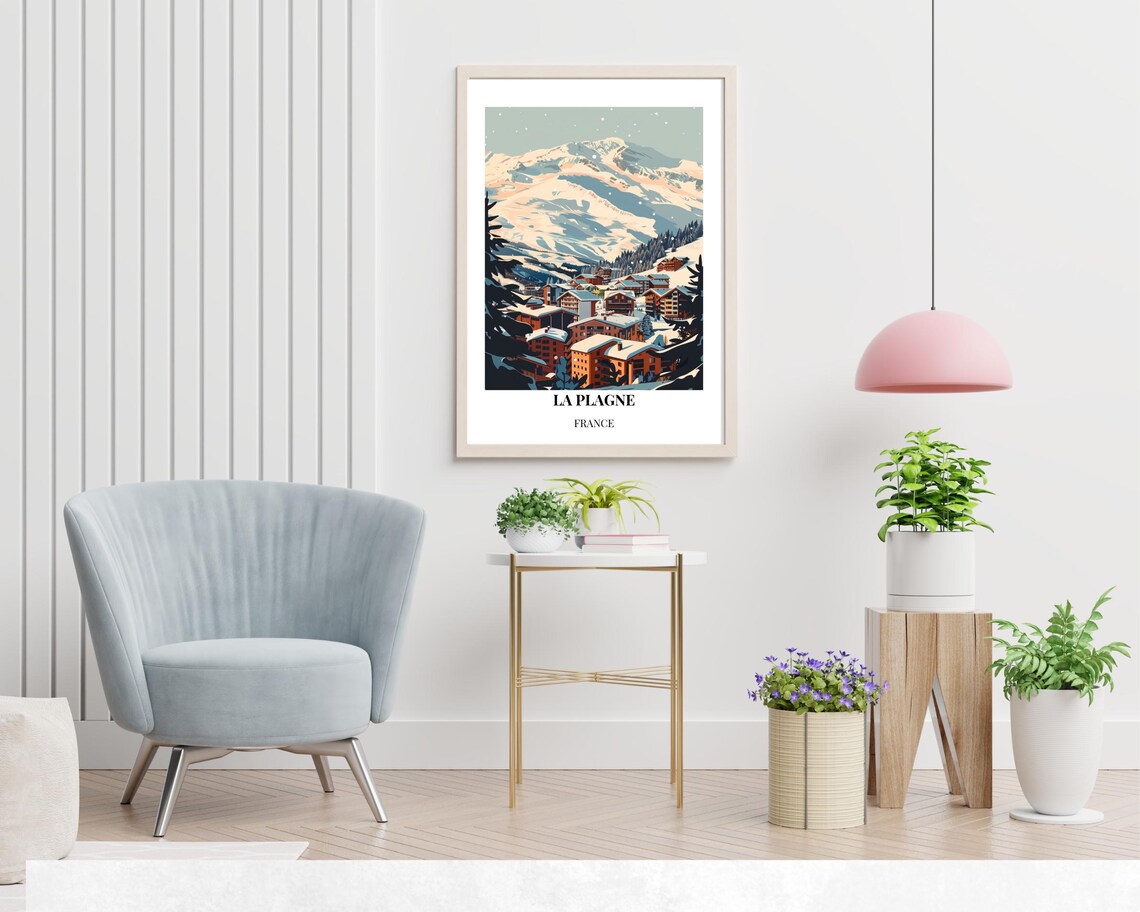 La Plagne France Snowy Village Alpine Peaks Travel Poster Art - Image 2