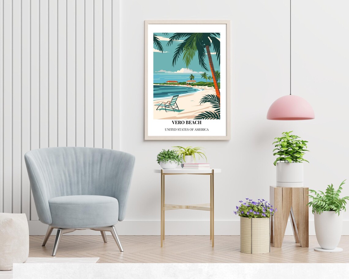 Vero Beach Palm Resort Florida Seaside Vintage Travel Poster - Image 2