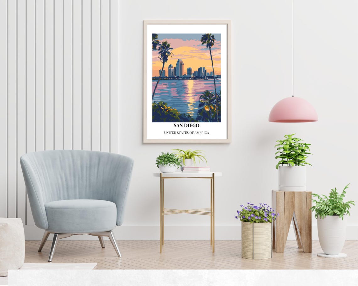 San Diego City Print San Diego Travel Poster California Travel Gift San Diego California Poster San Diego Gift - Image 2