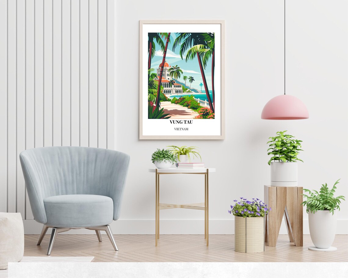 Vung Tau Historic White Palace Garden With Palm Trees Vietnam Poster - Image 2
