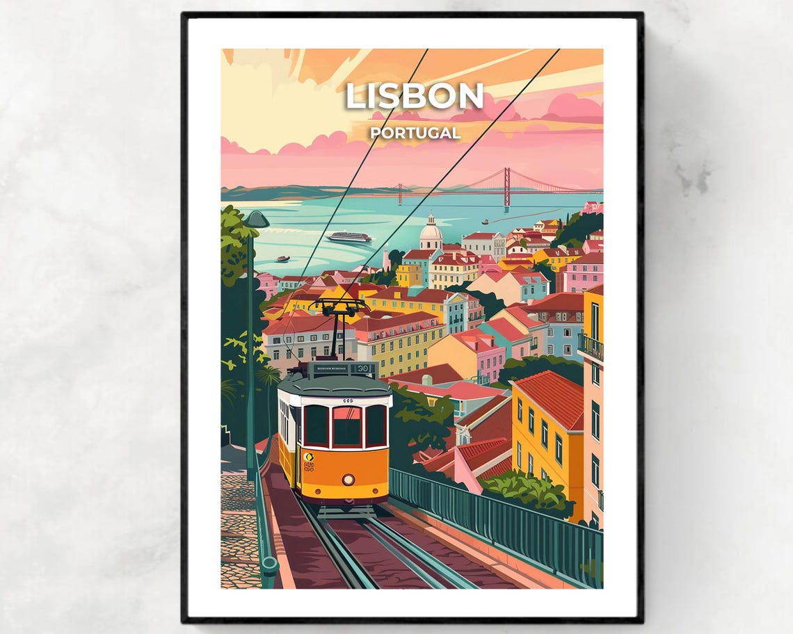 Lisbon Travel Print Wall Art Lisbon Portugal City Print Lisbon Travel Gift Lisbon City Poster Travel Gift Wall Art